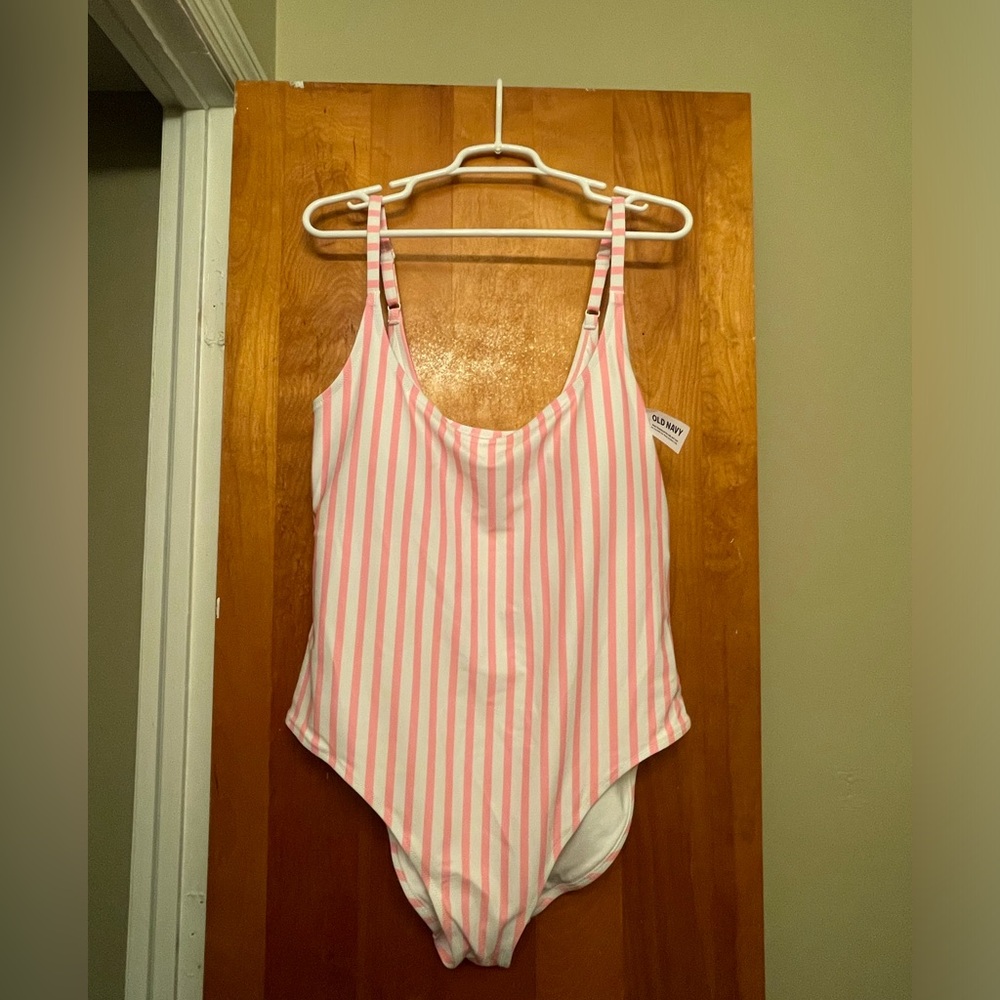 XXL Old Navy Pink Stripe One Piece Swimsuit (New with Tags)